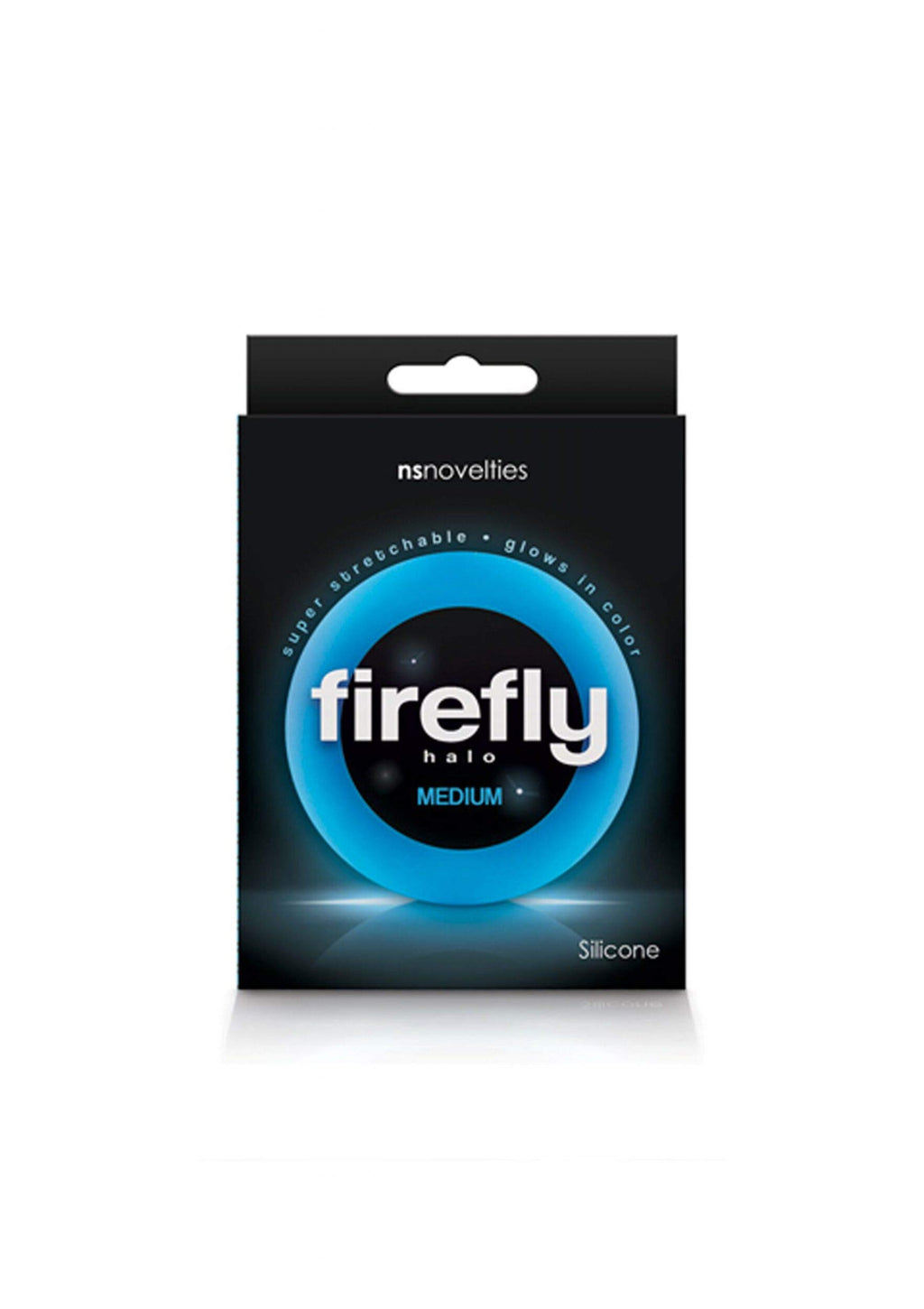 NS Novelties Firefly Halo Medium Glow-in-the-Dark Silicone Cock Ring - Blue