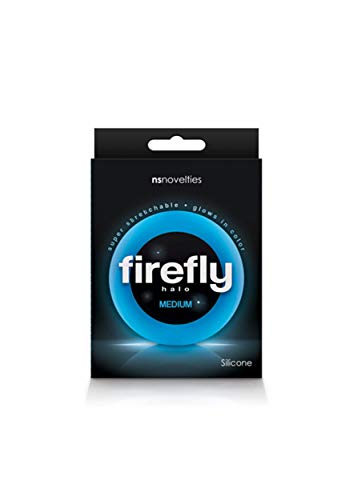 NS Novelties Firefly Halo Medium Glow-in-the-Dark Silicone Cock Ring - Blue