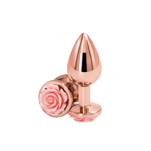 NS Novelties Rear Assets Medium Pink Rose Chrome-Plated Anal Toy