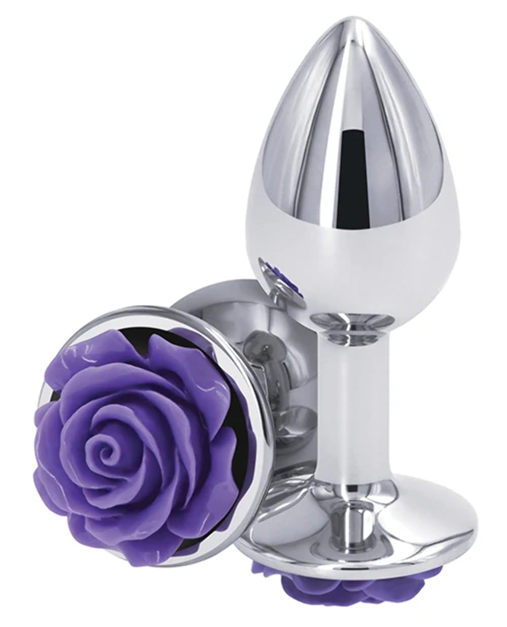 NS Novelties Rear Assets Small Purple Rose Aluminum Anal Plug