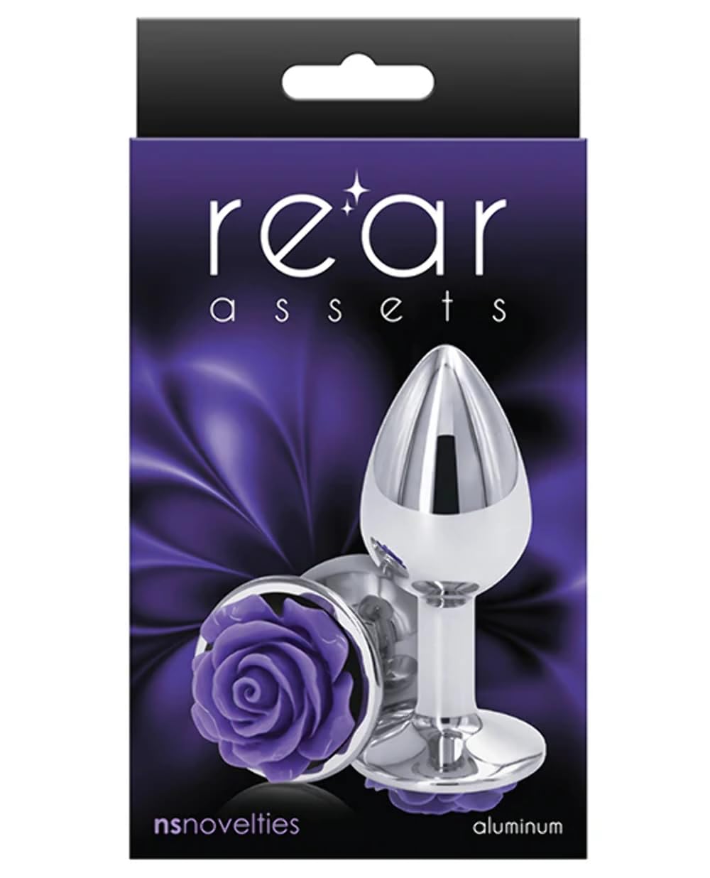 NS Novelties Rear Assets Small Purple Rose Aluminum Anal Plug