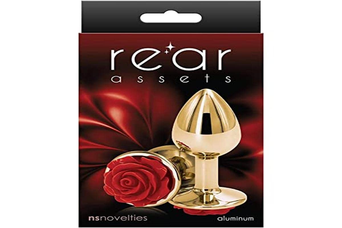 NS Novelties Rear Assets Small Red Rose Anal Plug – Lightweight Aluminum, Chrome-Plated, 2.5-Inch Insertable