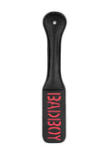Ouch! 'Bad Boy' Black Leather Paddle with Reversed Spank Text
