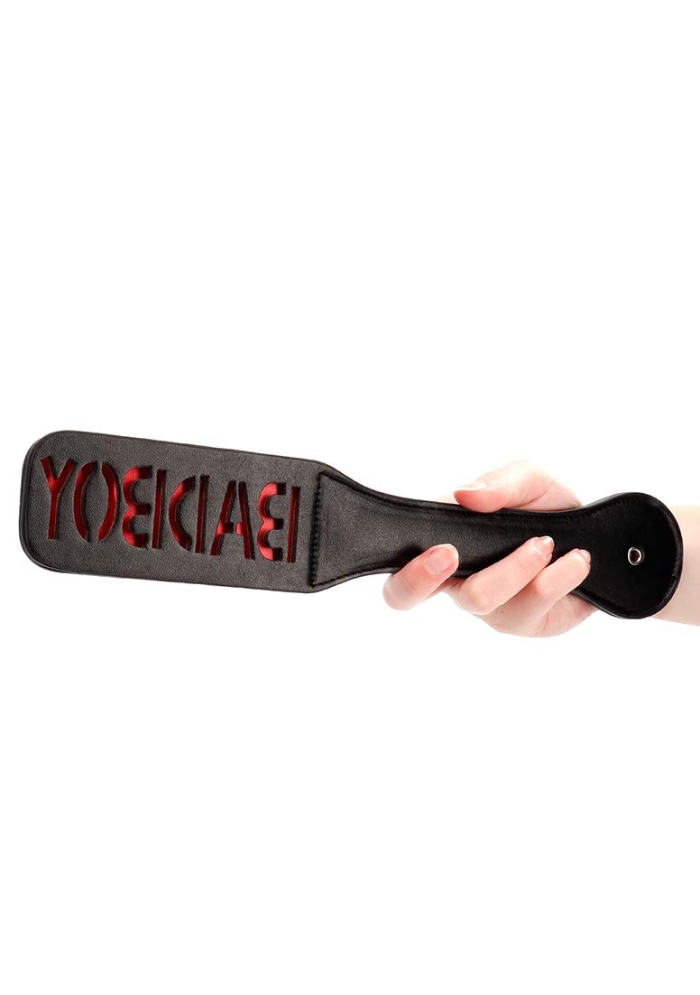 Ouch! 'Bad Boy' Black Leather Paddle with Reversed Spank Text