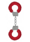 Ouch! Beginner's Furry Handcuffs – Red Quick-Release Restraints for Playful Bondage