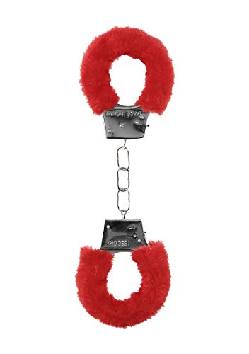 Ouch! Beginner's Furry Handcuffs – Red Quick-Release Restraints for Playful Bondage