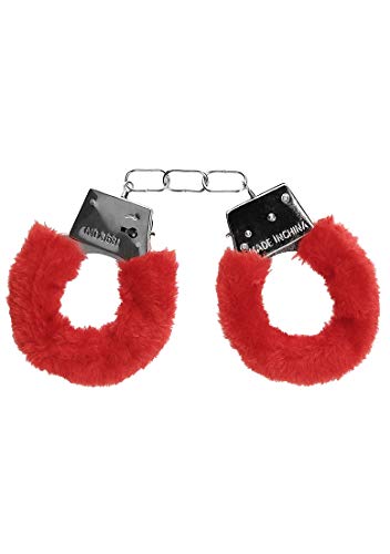 Ouch! Beginner's Furry Handcuffs – Red Quick-Release Restraints for Playful Bondage