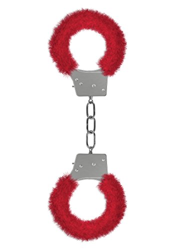 Ouch! Beginner's Furry Handcuffs – Red Quick-Release Restraints for Playful Bondage