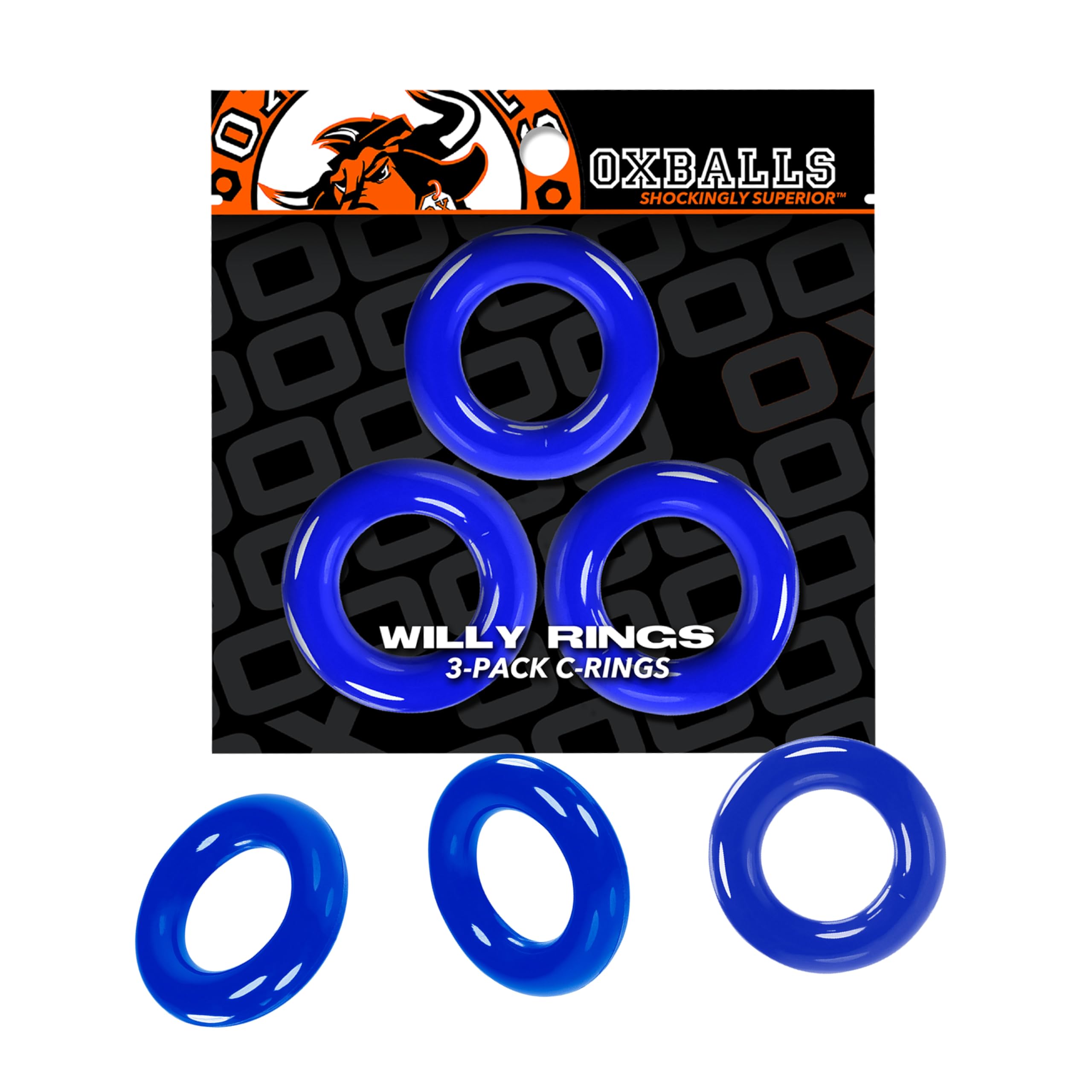 Oxballs FLEXtpr Cockring 3-Pack – Police Blue Adjustable Silicone Rings for Men