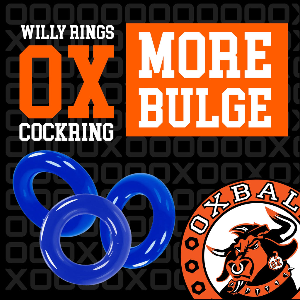Oxballs FLEXtpr Cockring 3-Pack – Police Blue Adjustable Silicone Rings for Men