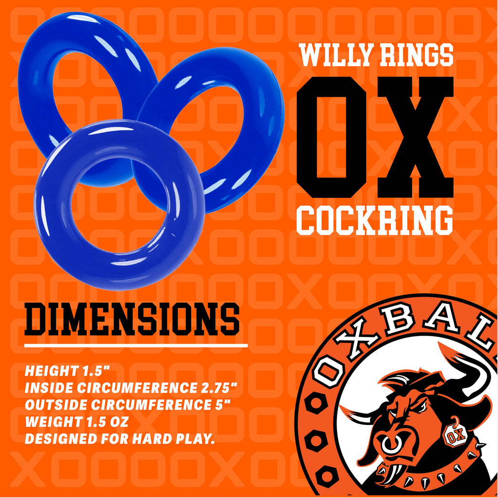 Oxballs FLEXtpr Cockring 3-Pack – Police Blue Adjustable Silicone Rings for Men