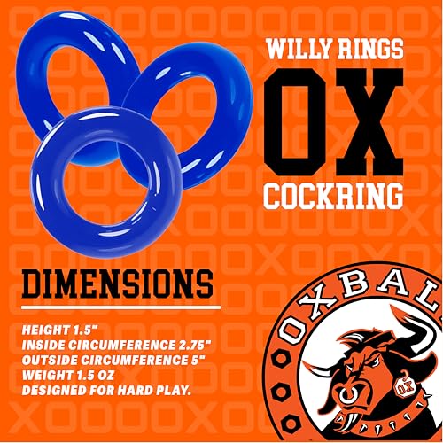 Oxballs FLEXtpr Cockring 3-Pack – Police Blue Adjustable Silicone Rings for Men