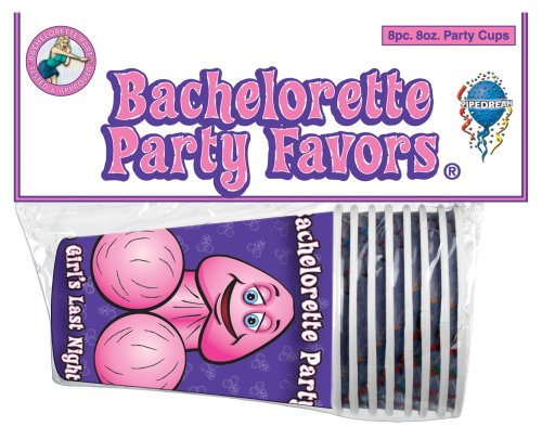 Pipedream Bachelorette Party Cups 8 Pack – Funny Male-Themed Plastic Cups