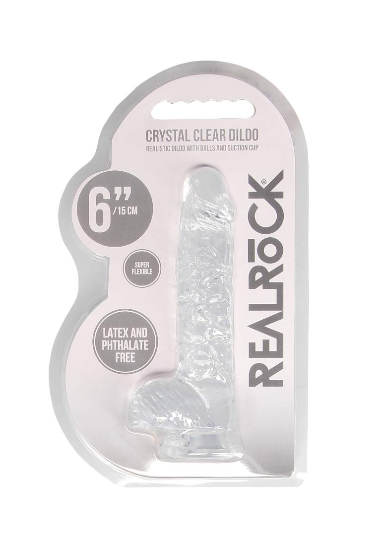 RealRock Crystal Clear Realistic Dildo with Balls - 6.7" Transparent