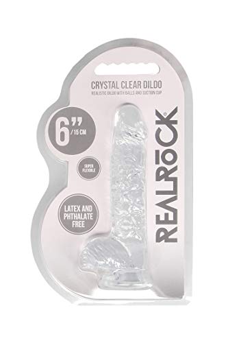 RealRock Crystal Clear Realistic Dildo with Balls - 6.7" Transparent