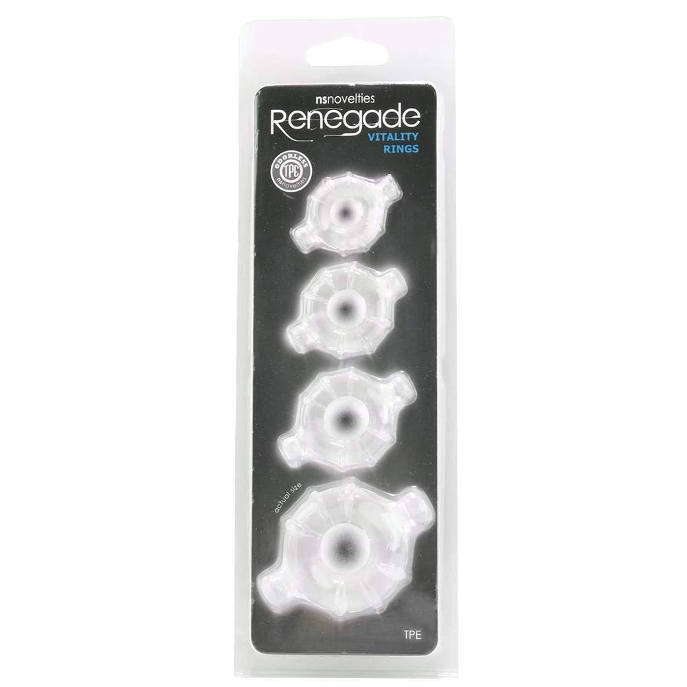 Renegade Vitality Rings Clear – 4-Piece TPE Cock Ring Set