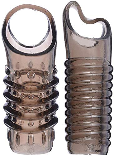 Set of 2 Reusable Penis Sleeves – Silicone Girth Extender for Men (Brown)