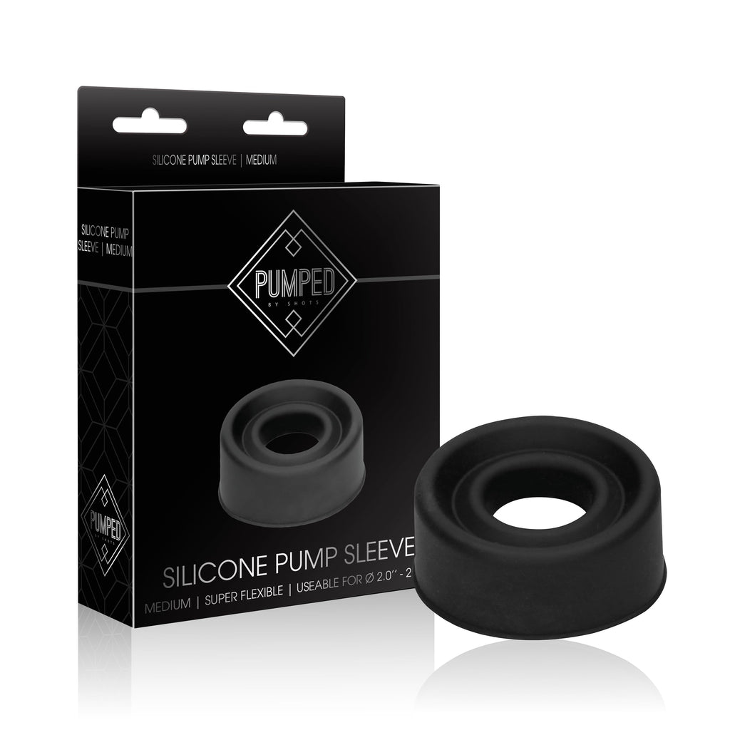 Shots Pumped Sili Pump Sleeve Black Medium – Silicone Pump Sleeve for Airtight Seal