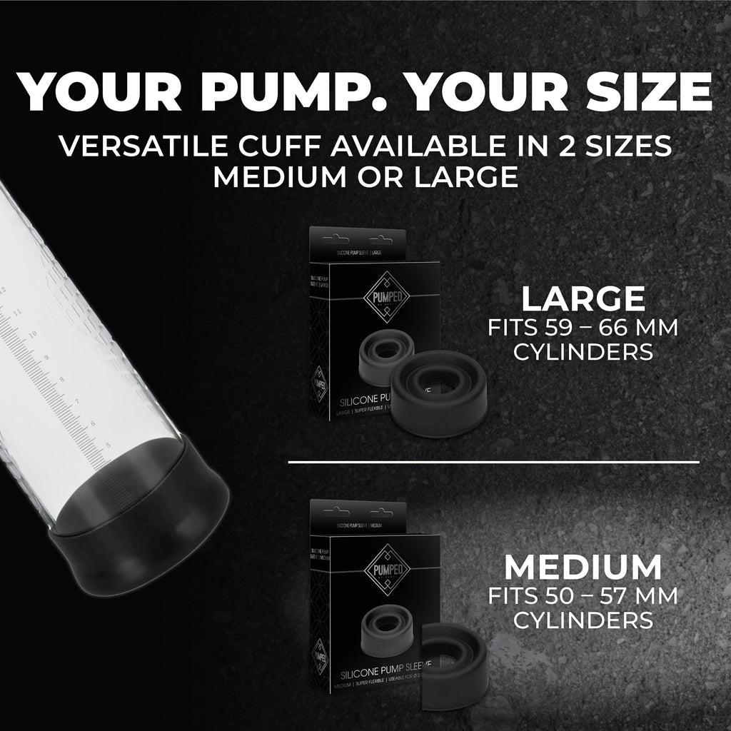 Shots Pumped Sili Pump Sleeve Black Medium – Silicone Pump Sleeve for Airtight Seal