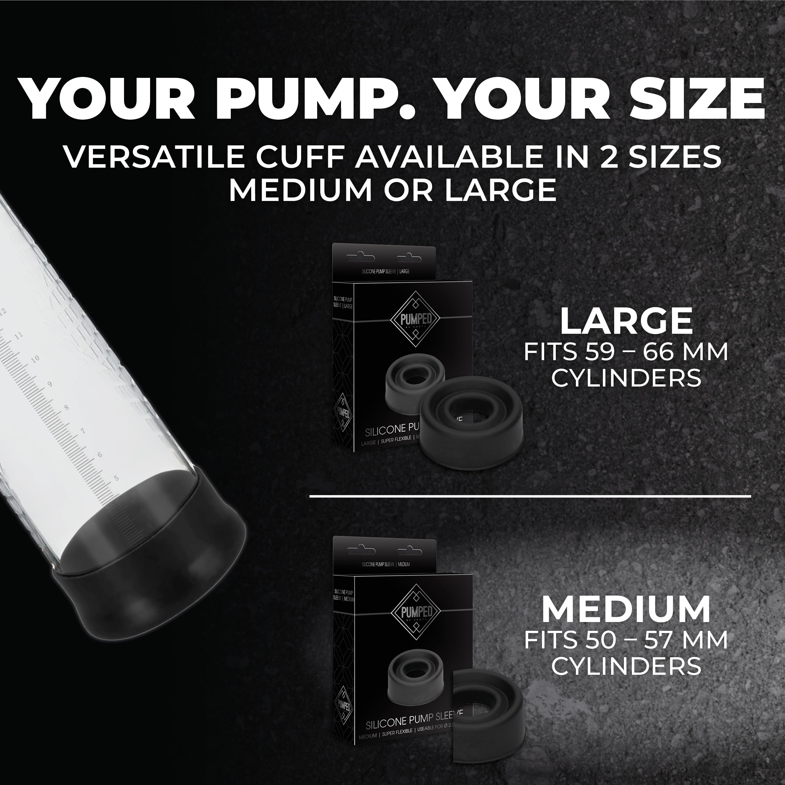 Shots Pumped Sili Pump Sleeve Black Medium – Silicone Pump Sleeve for Airtight Seal