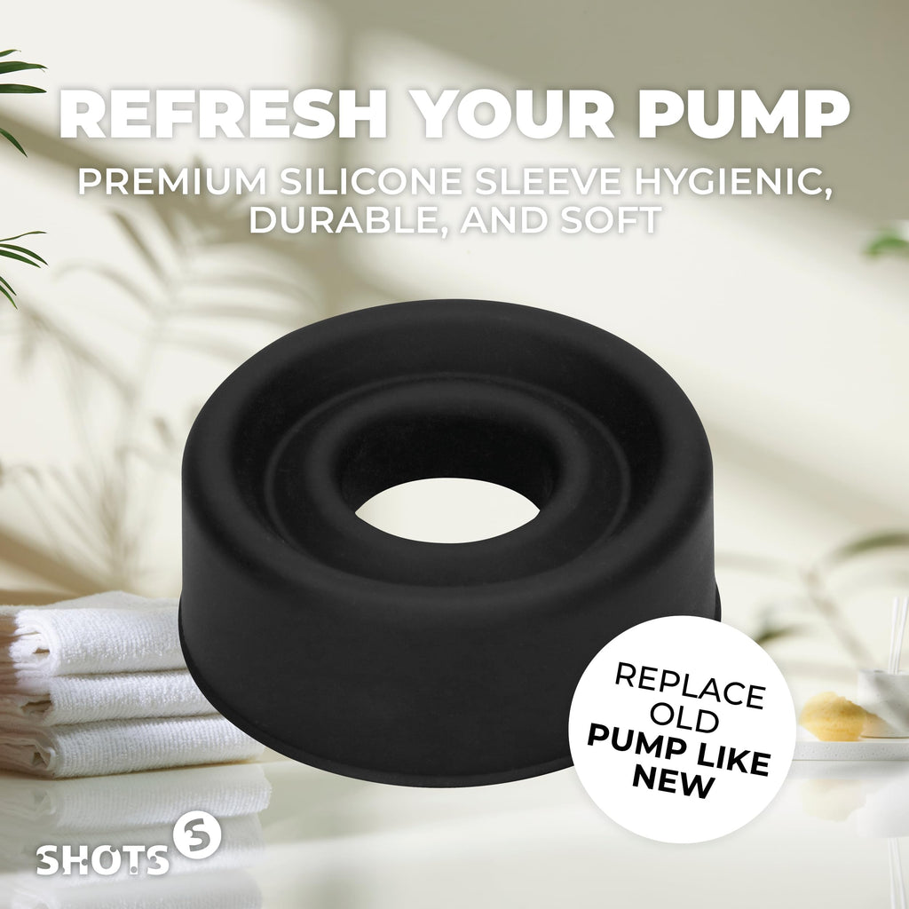Shots Pumped Sili Pump Sleeve – Large Black Silicone Sleeve for Penis Pumps (PMP028BLK)