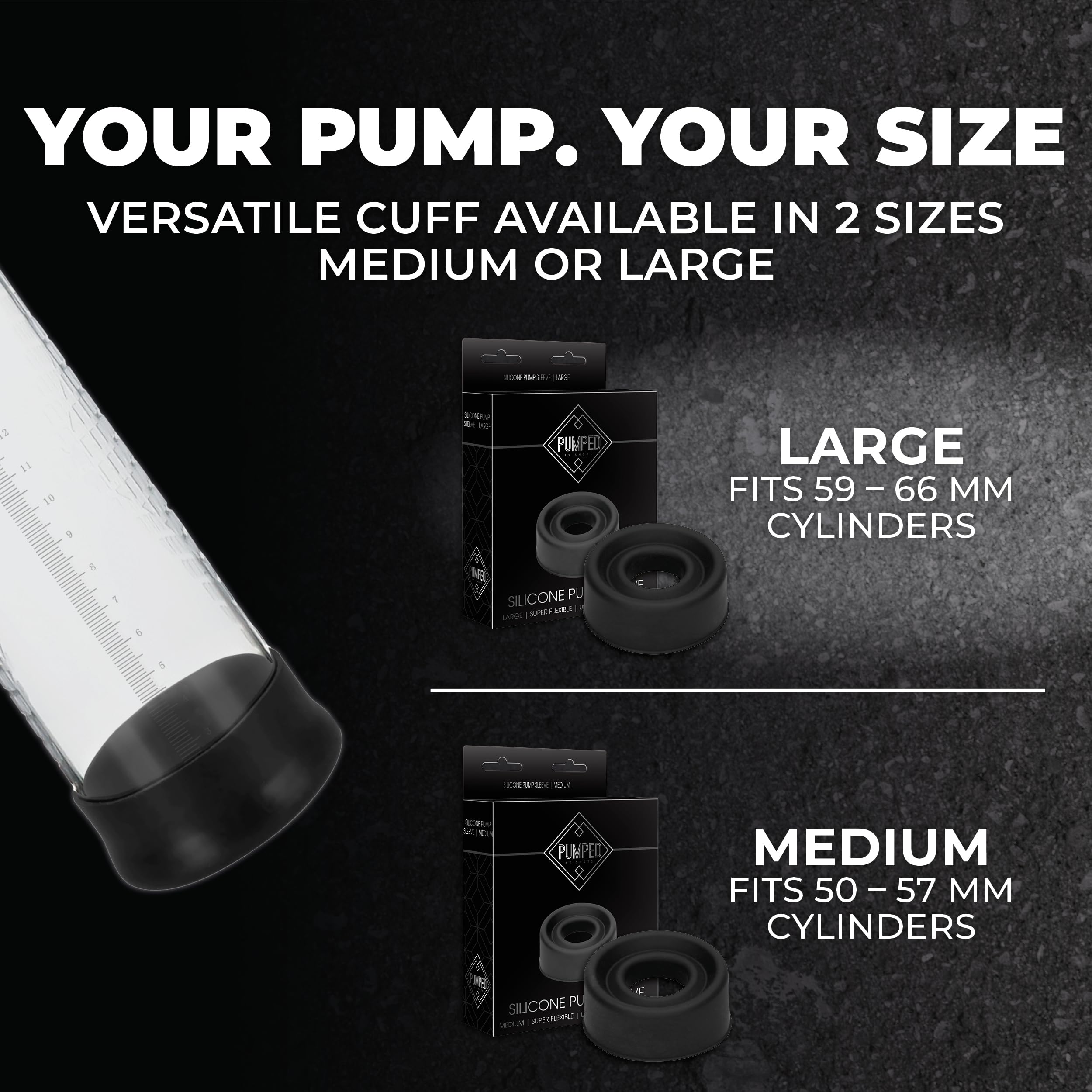 Shots Pumped Sili Pump Sleeve – Large Black Silicone Sleeve for Penis Pumps (PMP028BLK)