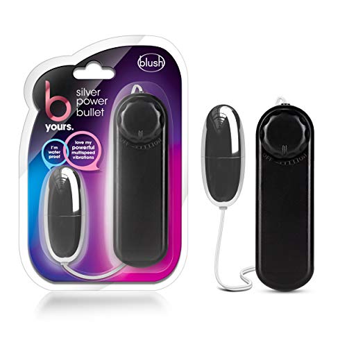 Silver Power Bullet Vibrator 2" – Remote Control, Waterproof, Multi-Speed Clitoral & Nipple Stimulator by Blush Novelties (Black)