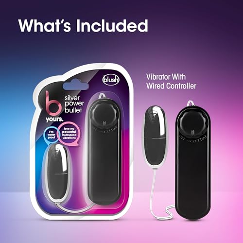 Silver Power Bullet Vibrator 2" – Remote Control, Waterproof, Multi-Speed Clitoral & Nipple Stimulator by Blush Novelties (Black)