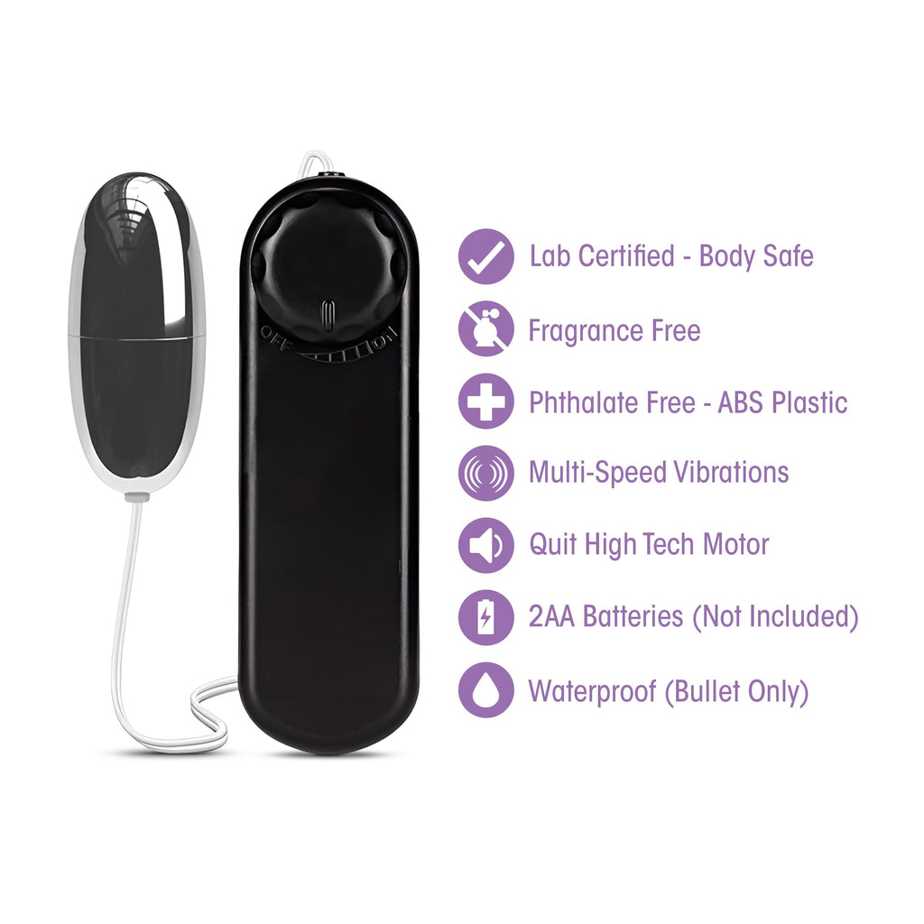 Silver Power Bullet Vibrator 2" – Remote Control, Waterproof, Multi-Speed Clitoral & Nipple Stimulator by Blush Novelties (Black)