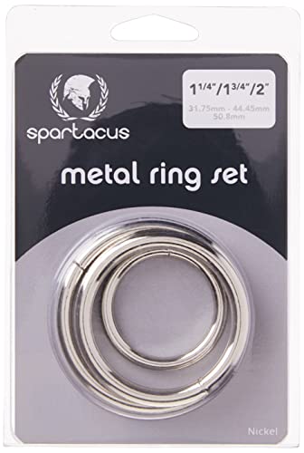 Spartacus Metal Cock Ring 3-Pack – Nickel Finish – 1.25, 1.75, and 2 Inches