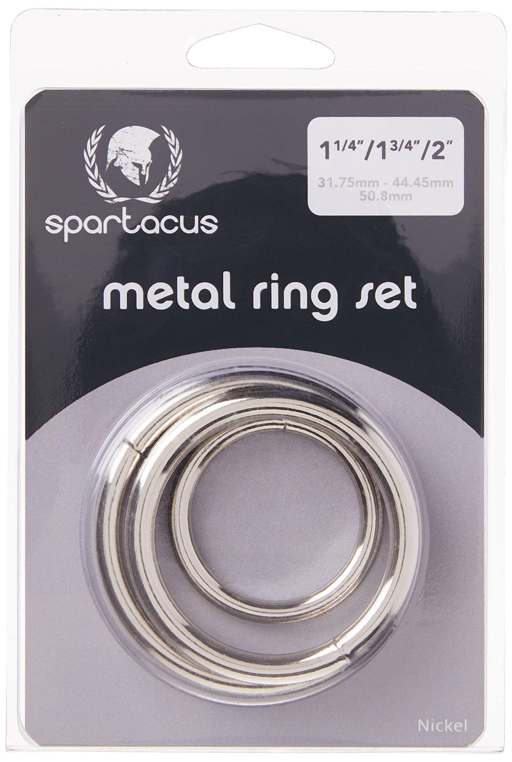 Spartacus Metal Cock Ring 3-Pack – Nickel Finish – 1.25, 1.75, and 2 Inches