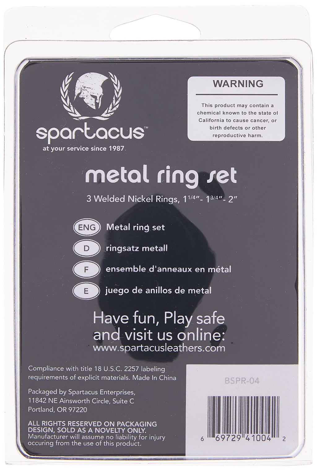 Spartacus Metal Cock Ring 3-Pack – Nickel Finish – 1.25, 1.75, and 2 Inches