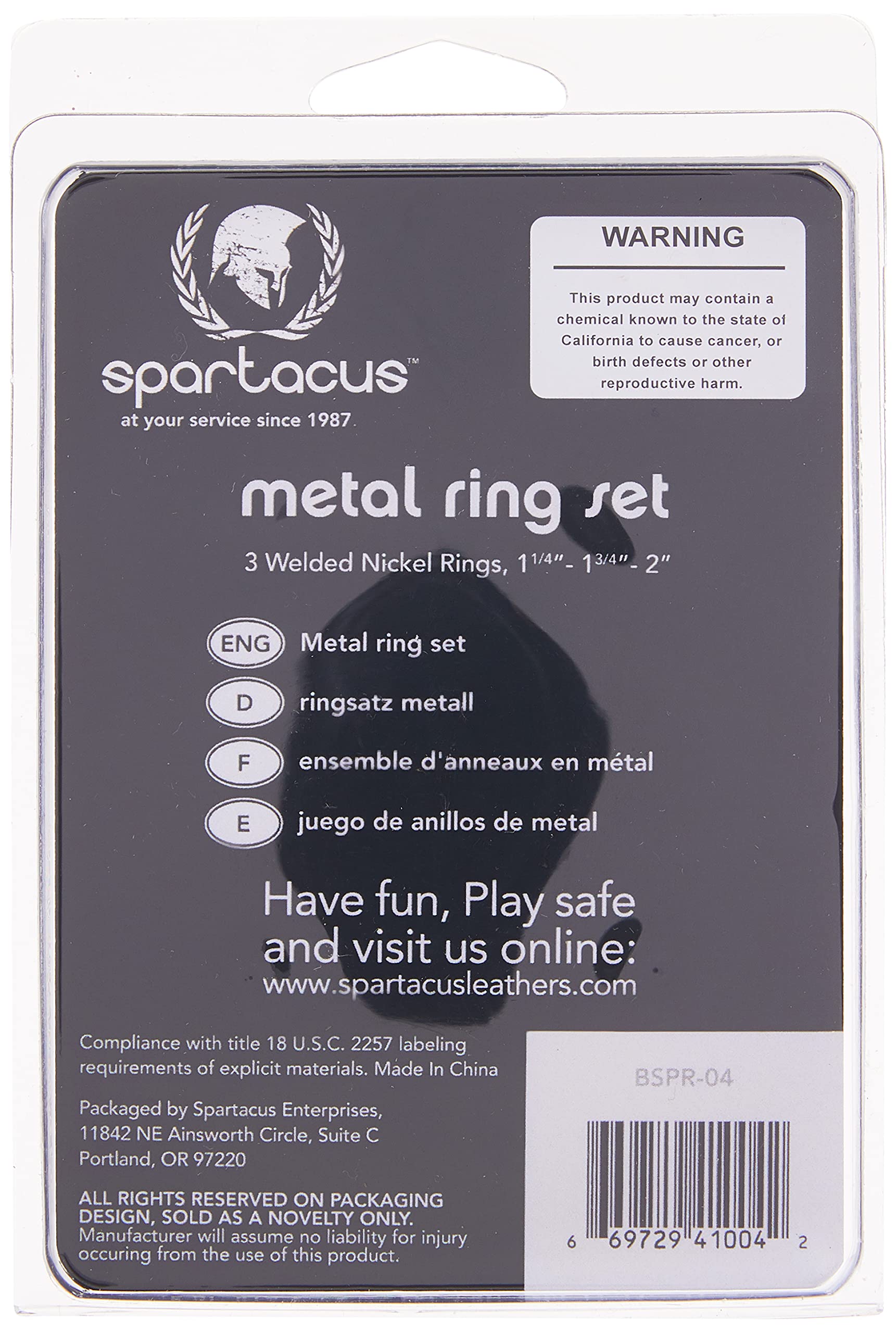 Spartacus Metal Cock Ring 3-Pack – Nickel Finish – 1.25, 1.75, and 2 Inches
