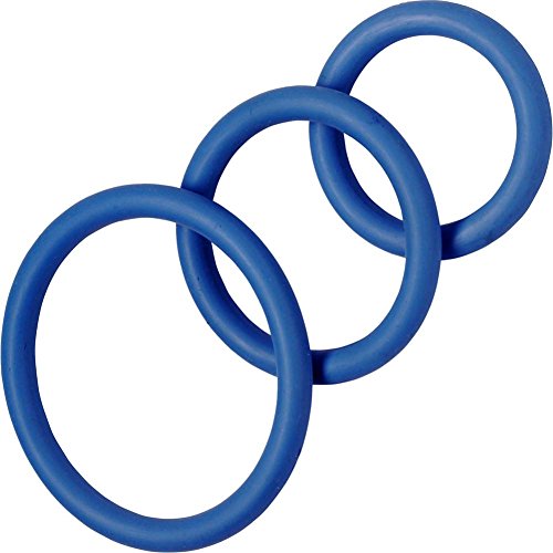 Spartacus Nitrile Cock Ring Set - Blue, 3 Sizes (1.25, 1.5, 2 Inch)