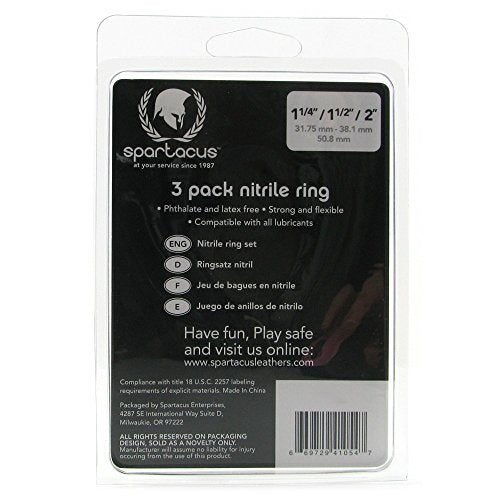 Spartacus Purple Nitrile Cock Ring Set - 3 Sizes, Phthalate-Free, Waterproof