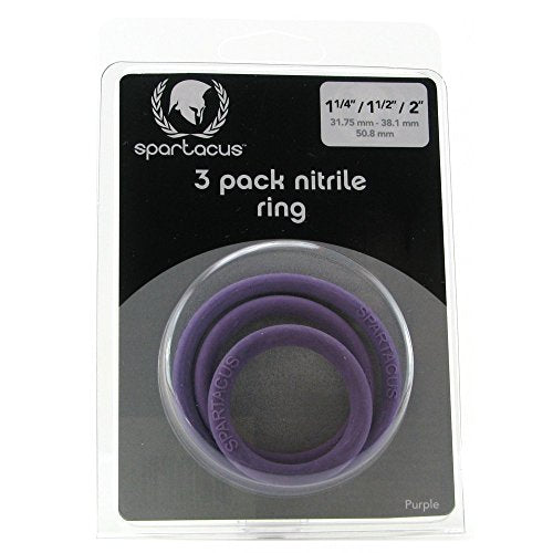 Spartacus Purple Nitrile Cock Ring Set - 3 Sizes, Phthalate-Free, Waterproof