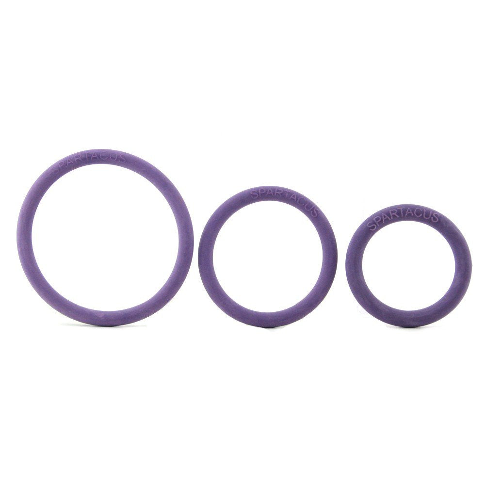 Spartacus Purple Nitrile Cock Ring Set - 3 Sizes, Phthalate-Free, Waterproof
