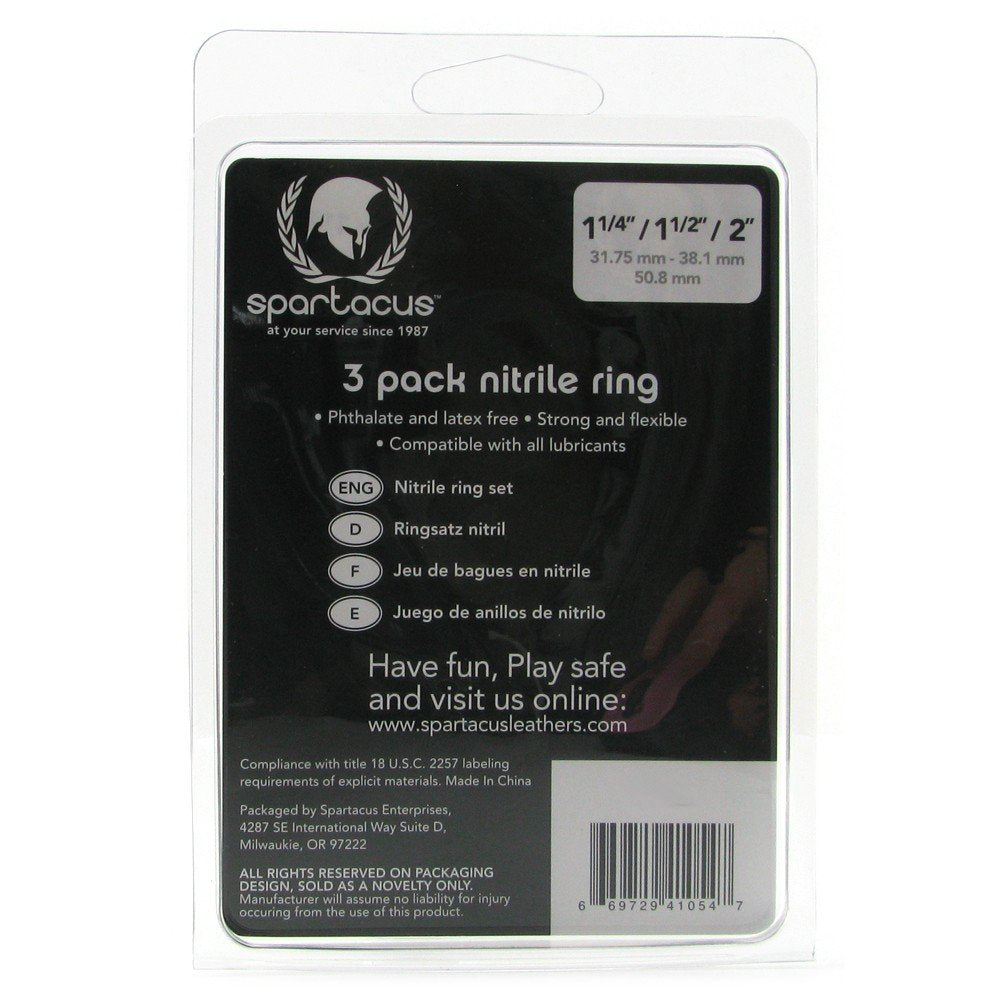 Spartacus Purple Nitrile Cock Ring Set - 3 Sizes, Phthalate-Free, Waterproof