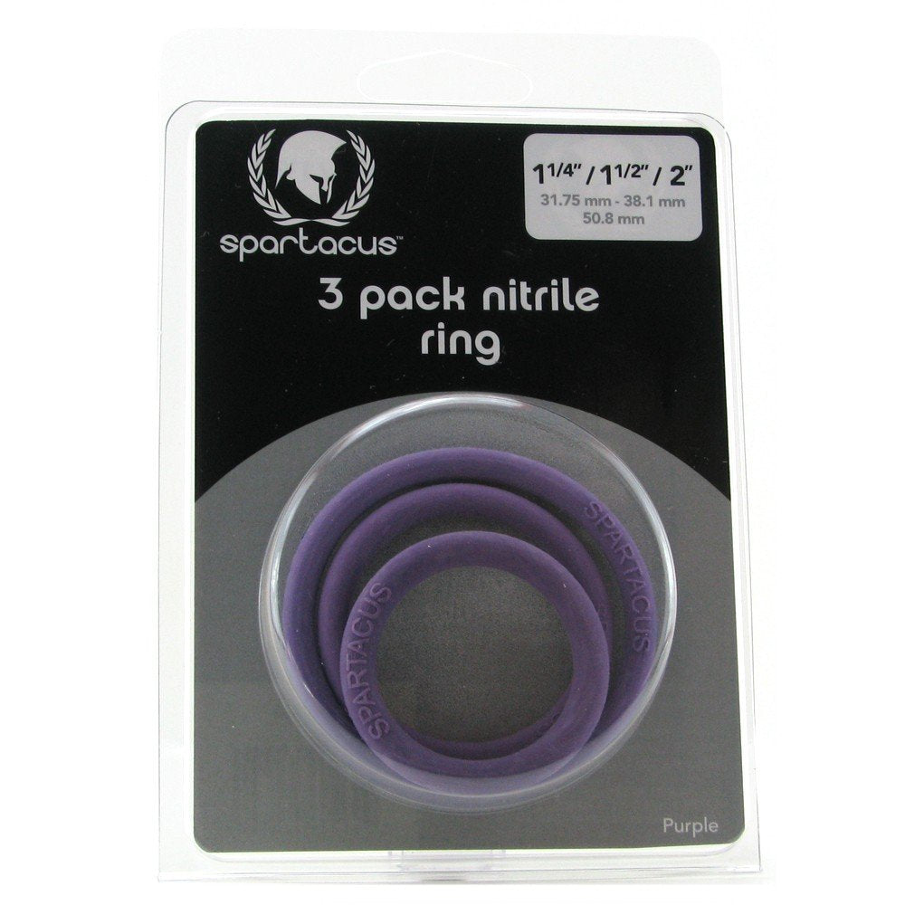Spartacus Purple Nitrile Cock Ring Set - 3 Sizes, Phthalate-Free, Waterproof