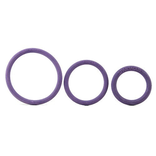 Spartacus Purple Nitrile Cock Ring Set - 3 Sizes, Phthalate-Free, Waterproof