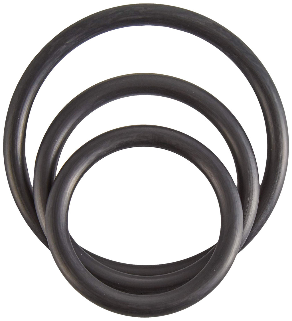 Spartacus Rubber Cock Ring 3-Pack – Black, 3 Sizes (1.25", 1.5", 2")