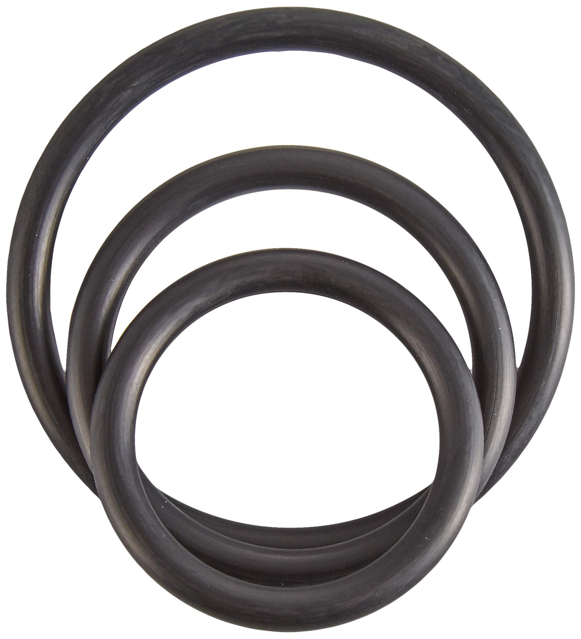 Spartacus Rubber Cock Ring 3-Pack – Black, 3 Sizes (1.25", 1.5", 2")