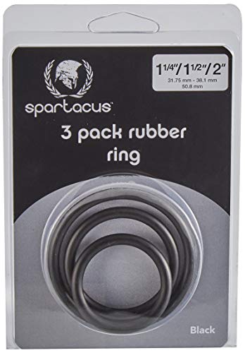 Spartacus Rubber Cock Ring 3-Pack – Black, 3 Sizes (1.25", 1.5", 2")