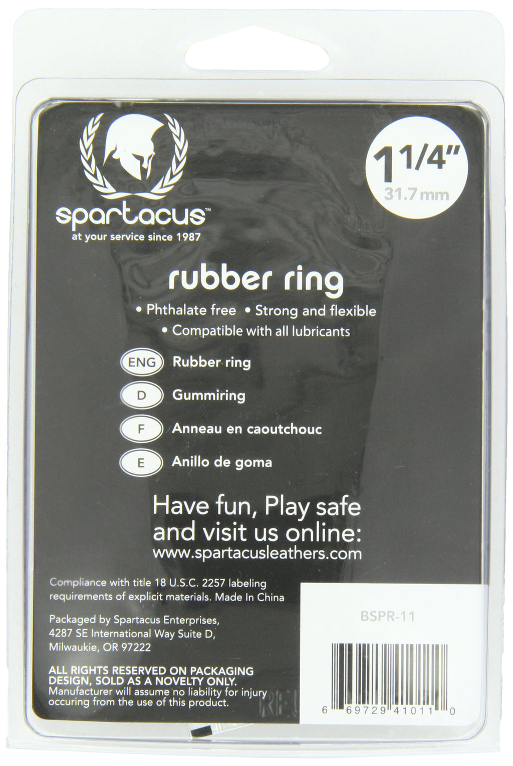 Spartacus Rubber Cock Ring – Black, Single Size 1.5 Inches