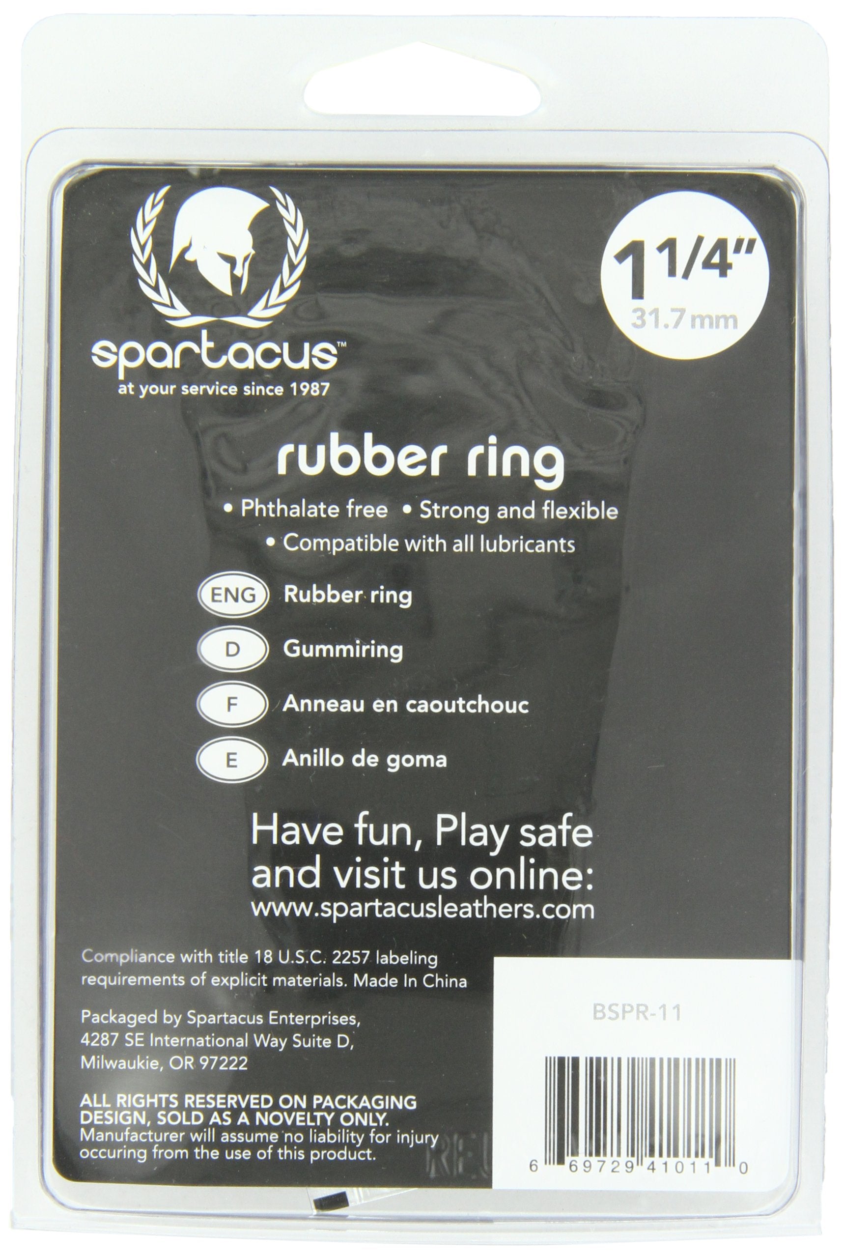 Spartacus Rubber Cock Ring – Black, Single Size 1.5 Inches