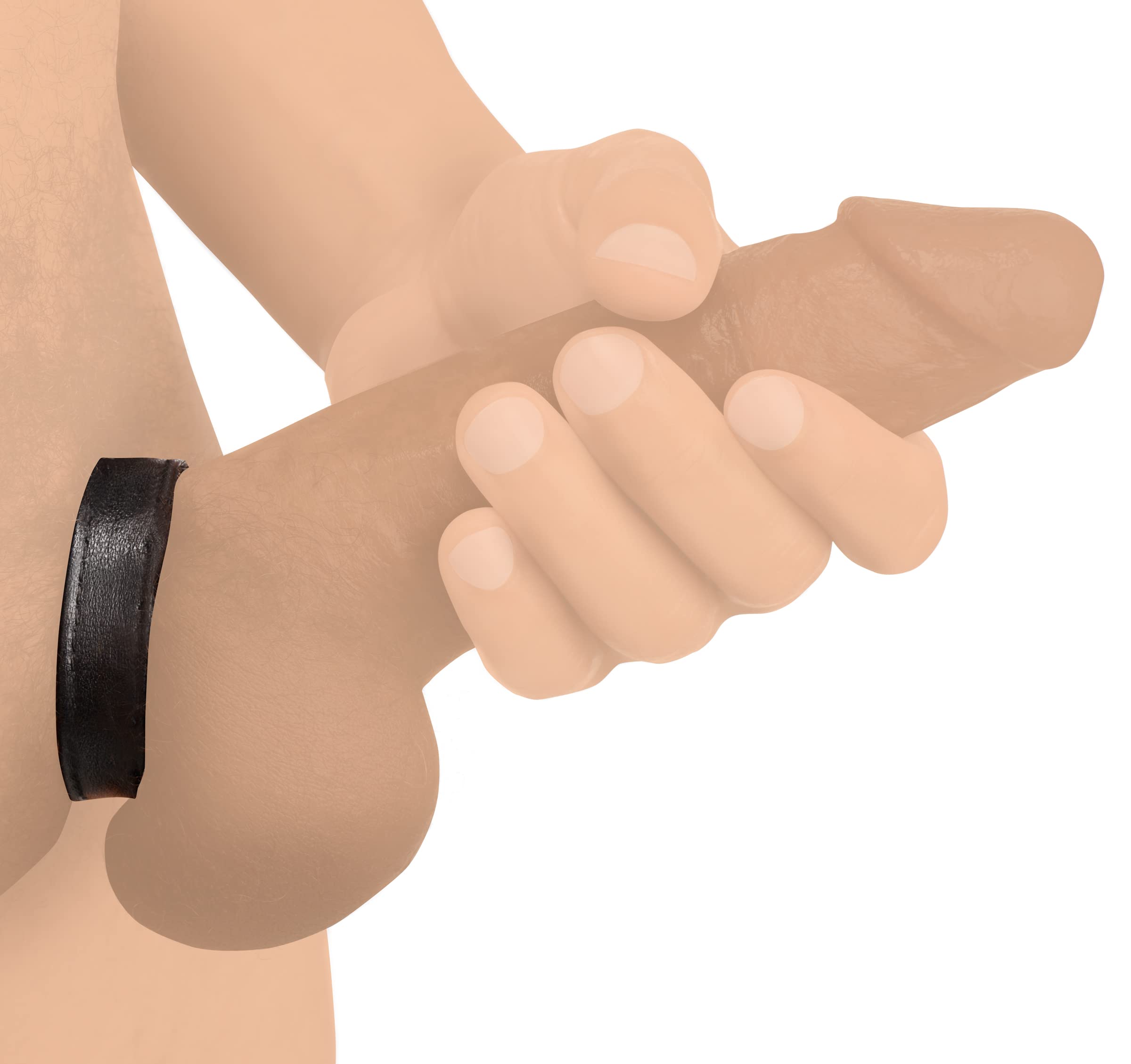 Strict Leather Velcro Cock Ring – Adjustable Black Leather Penis Ring for Beginners and Couples