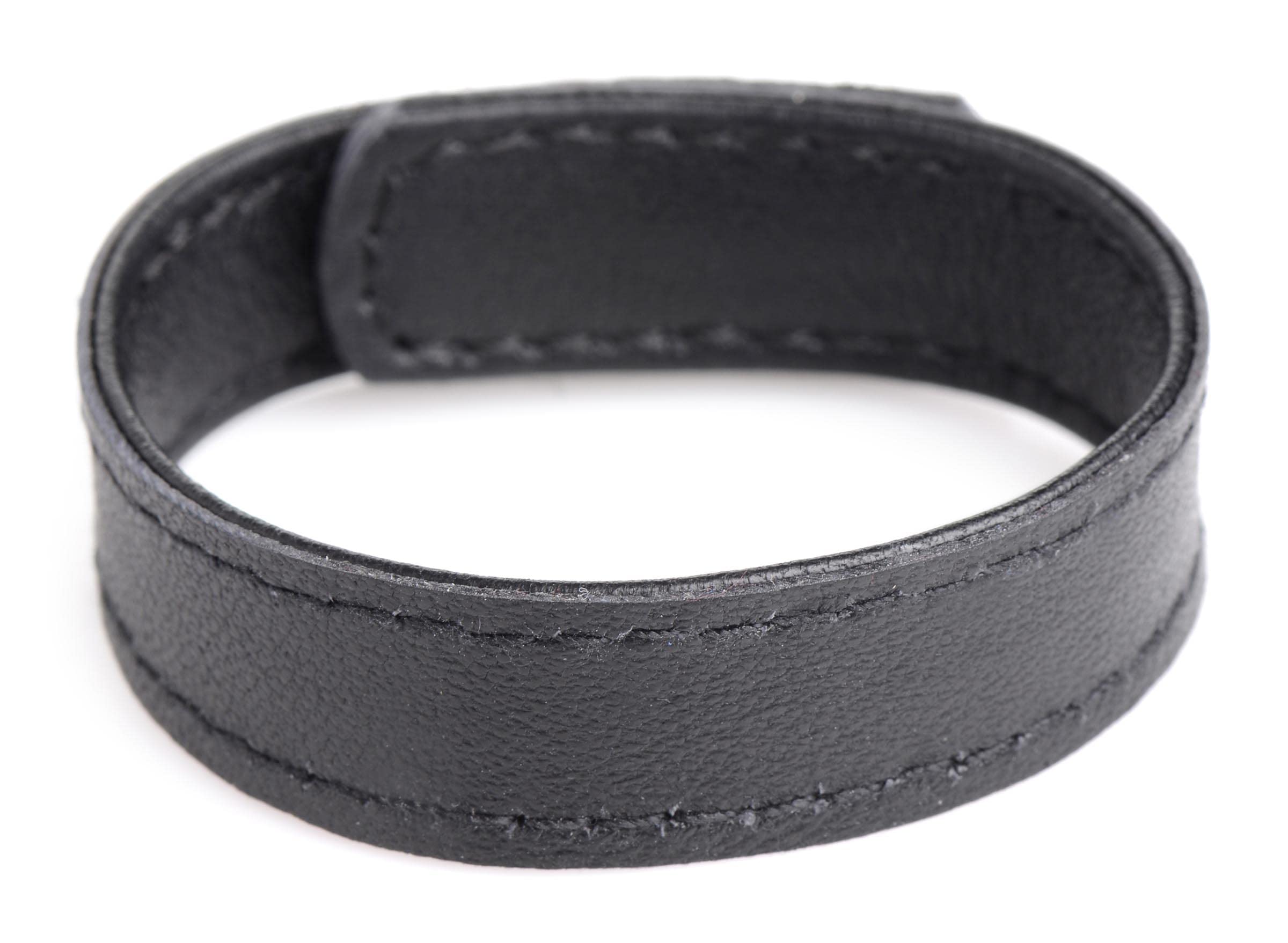Strict Leather Velcro Cock Ring – Adjustable Black Leather Penis Ring for Beginners and Couples