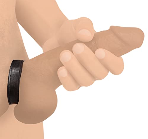 Strict Leather Velcro Cock Ring – Adjustable Black Leather Penis Ring for Beginners and Couples