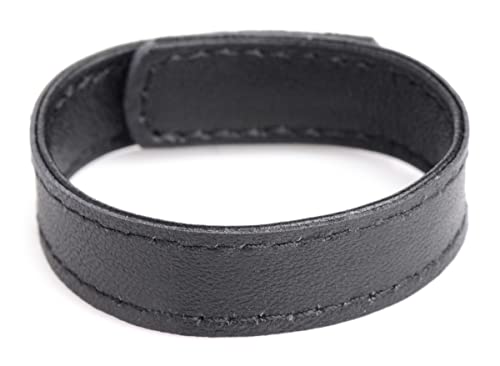Strict Leather Velcro Cock Ring – Adjustable Black Leather Penis Ring for Beginners and Couples