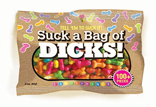 Suck A Bag of Dicks – 100 Pieces of Pecker-Shaped Fruity Candy Gag Gift (3 oz)
